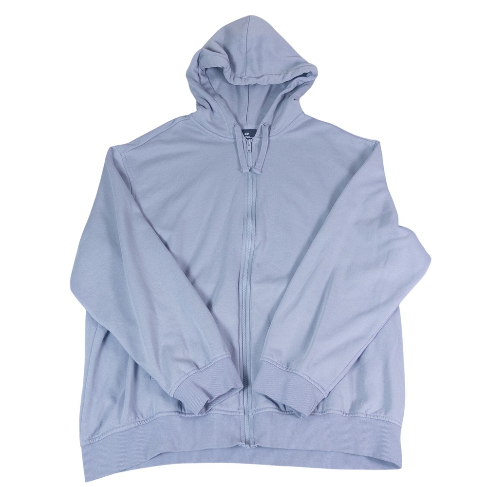 H&M Relaxed Fit Zip Up Hoodie Mens XXL Blue Fleece‎ Lined Hooded Sweatshirt